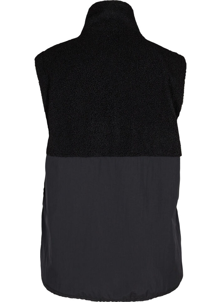 Short vest with teddy and zip, Black, Packshot image number 1