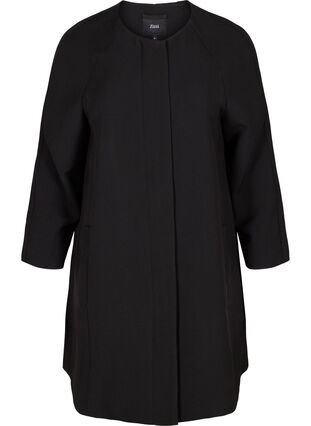 Jacket with a button fastening and an A-line cut, Black, Packshot image number 0