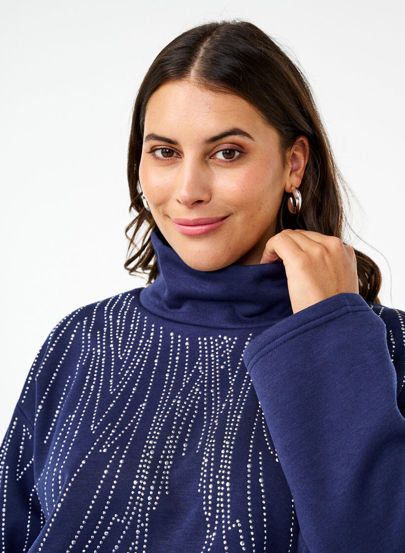 Sweatshirt with high neck and rhinestones, Naval Academy, Model image number 2