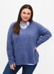Knit sweater with slit, Gray Blue Mel., Model image number 0