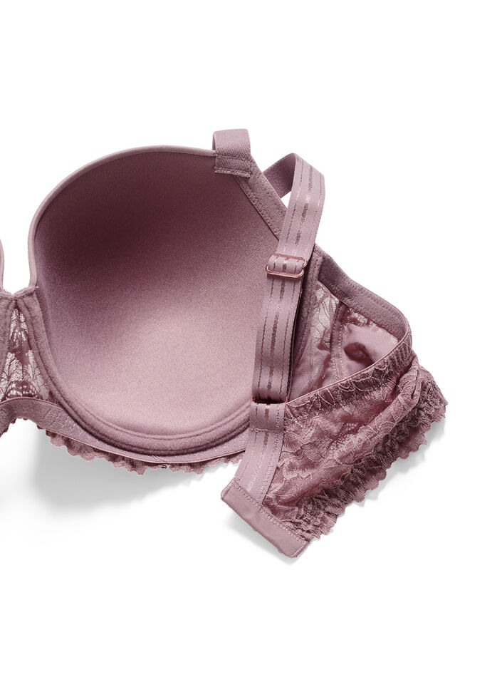 Moulded bra with lace and smooth cups, Rose, Packshot image number 5