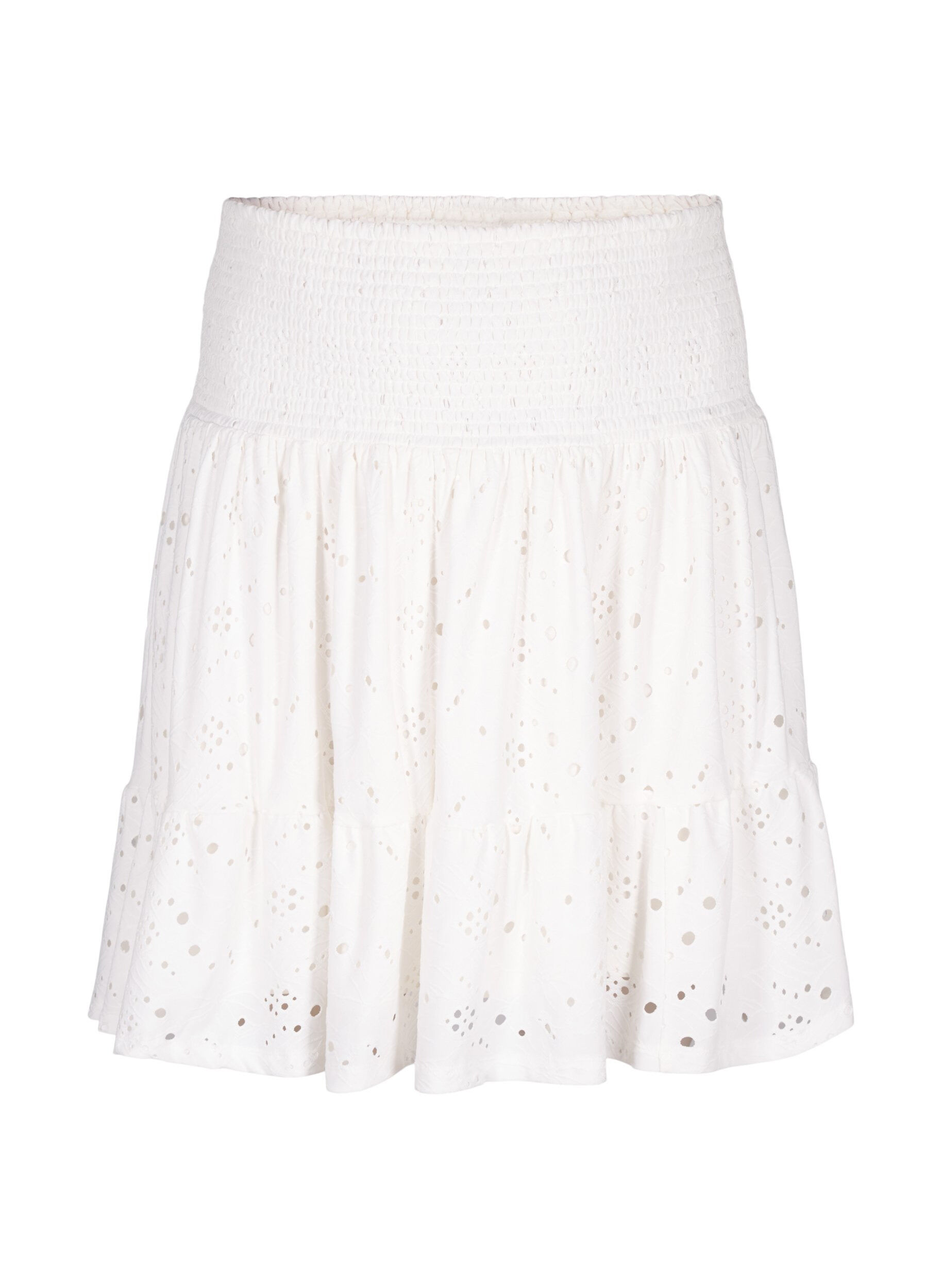 Zizzifashion Smock skirt with hole pattern, Bright White, Packshot image number 0
