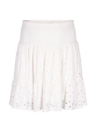 Smock skirt with hole pattern, Bright White, Packshot image number 0