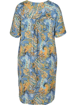 Short-sleeved viscose dress with print, Paisley AOP, Packshot image number 1