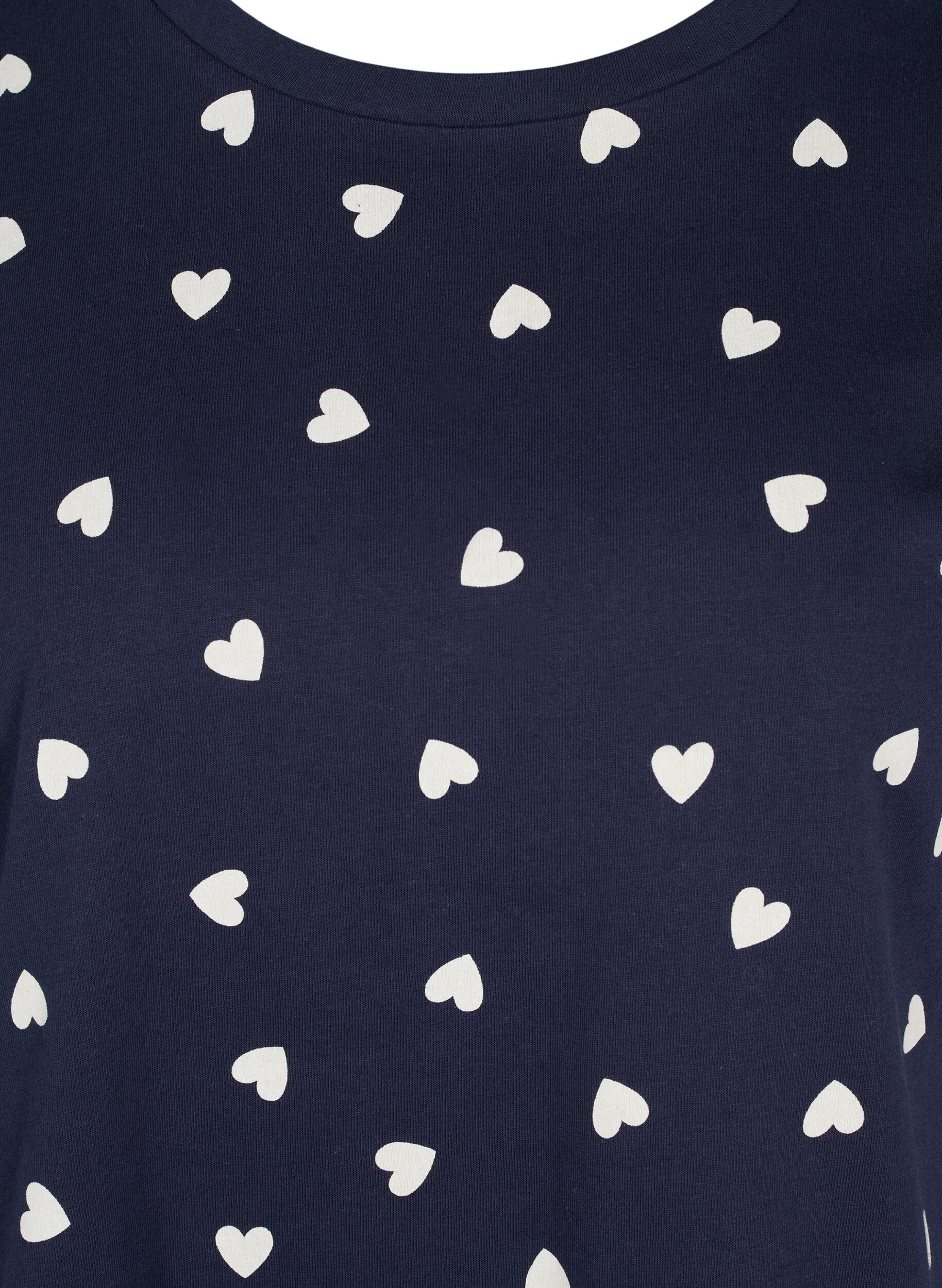 Zizzifashion Short sleeved pyjama t-shirt in cotton, Navy Blazer AOP, Packshot image number 2