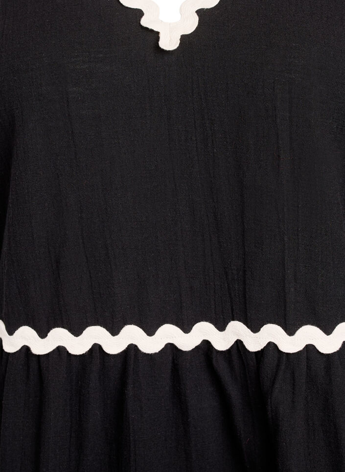 Sleeveless top with wavy contrast edges, Black, Packshot image number 2