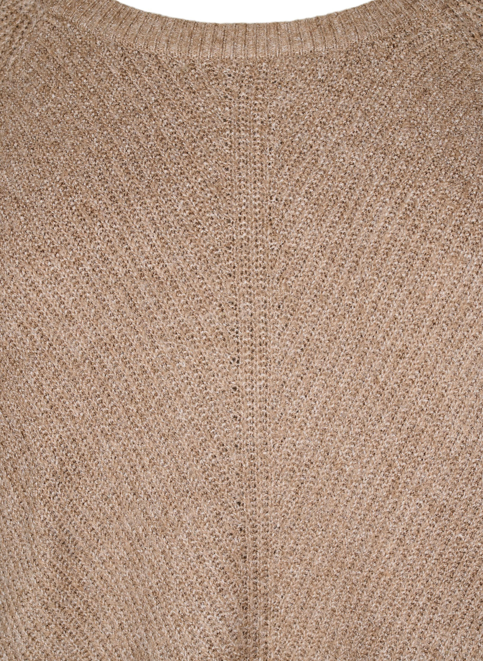 Zizzifashion Knitted blouse with round neck, Fossil Mel., Packshot image number 2