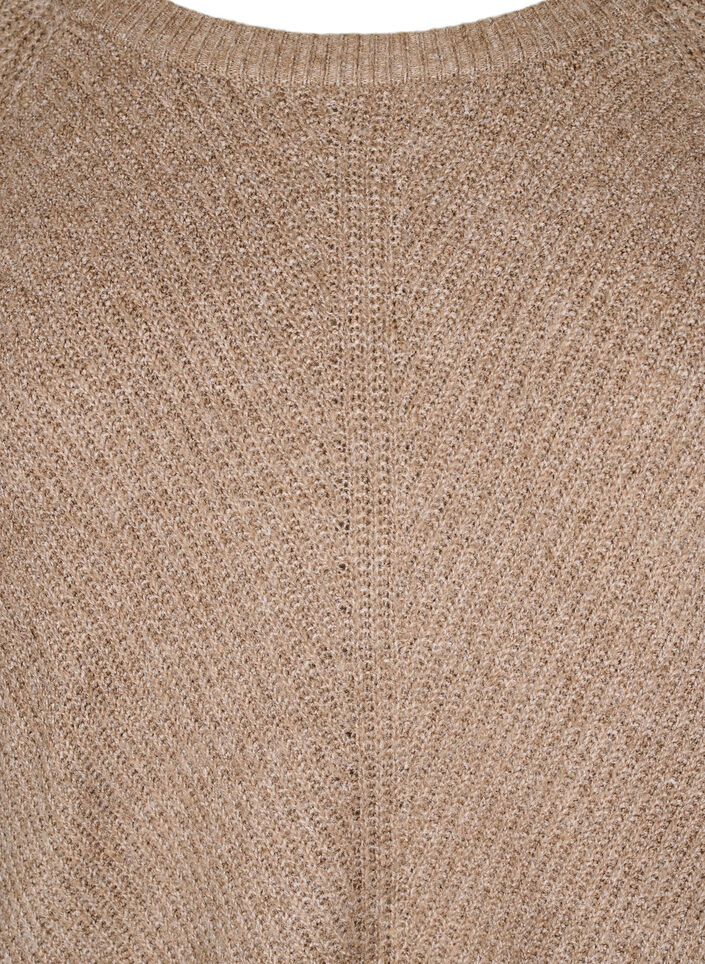 Knitted blouse with round neck, Fossil Mel., Packshot image number 2