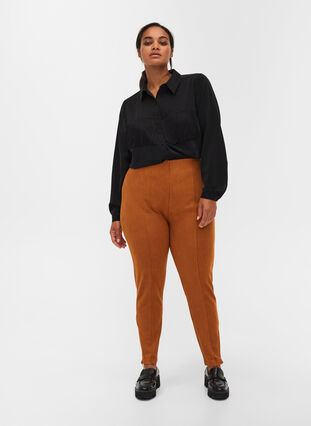 Leggings with texture and a zip, Glazed Ginger, Model image number 0