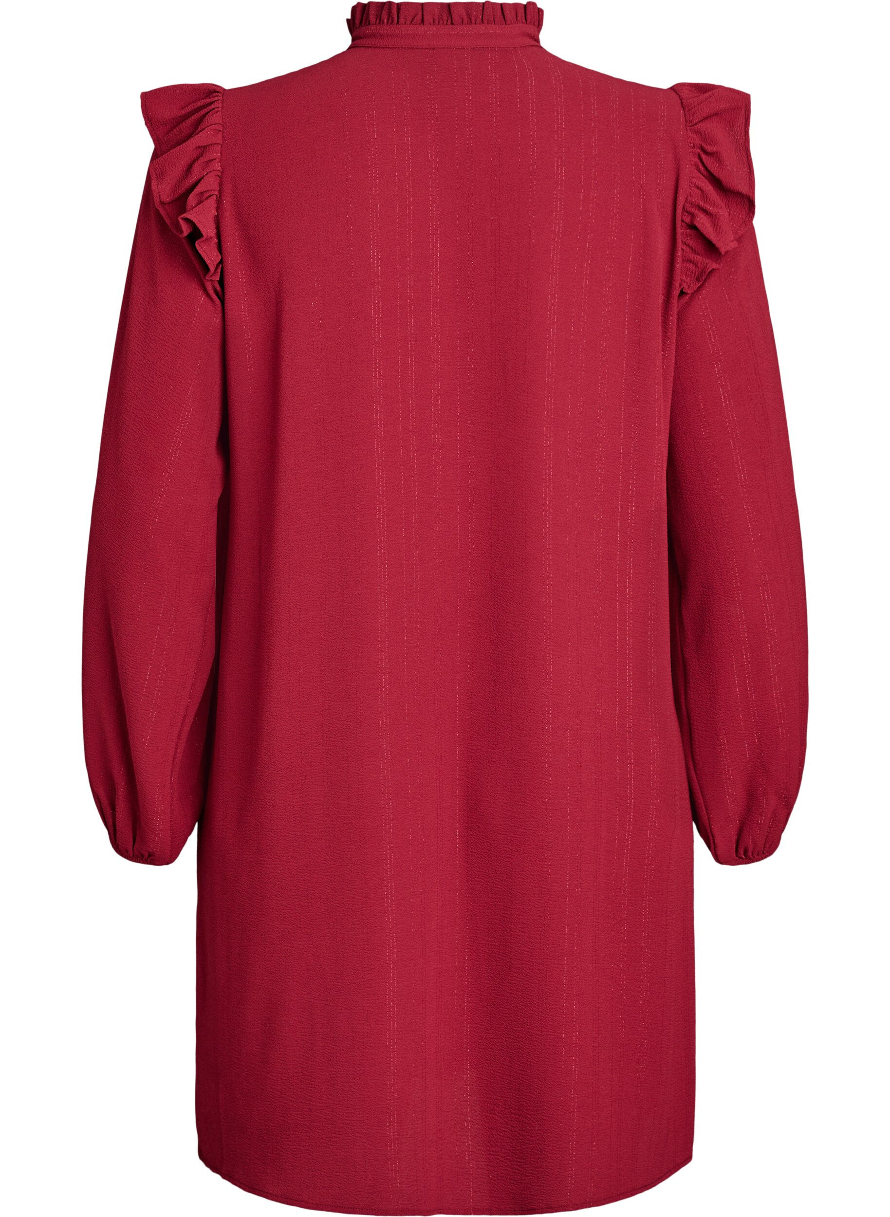 ZizzifashionShort dress with ruffles and glitter, Dark Bordeaux, Packshot image number 1