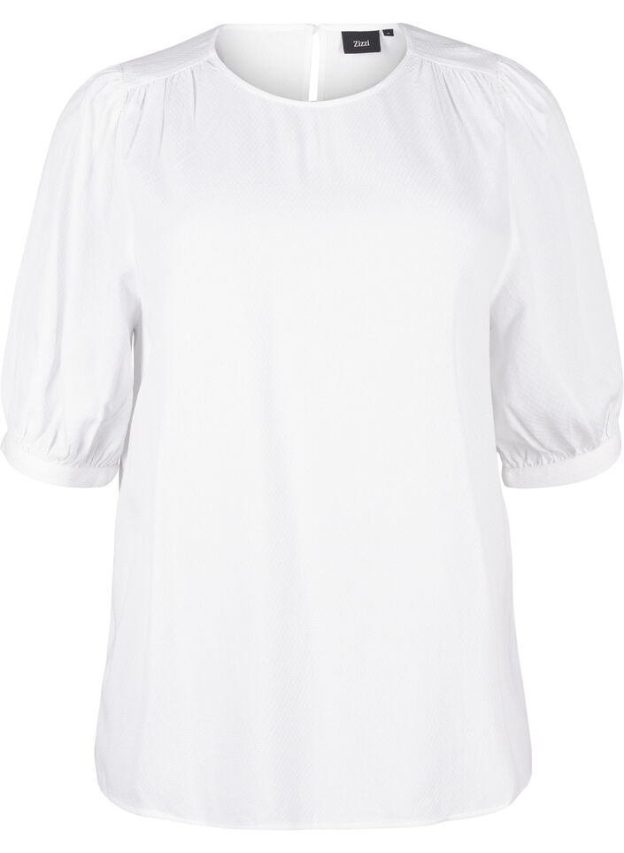 Viscose blouse with 1/2 sleeves, Bright White, Packshot image number 0