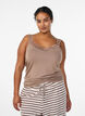 Viscose top with lace edge, Beige, Model image number 0