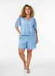 Lace shorts with high waist and pockets, Blue, Model image number 1