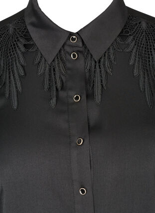 Tunic with buttons and feminine details, Black, Packshot image number 2