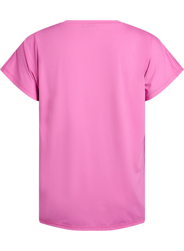 Loose training t-shirt with v-neck, Pink, Packshot image number 1