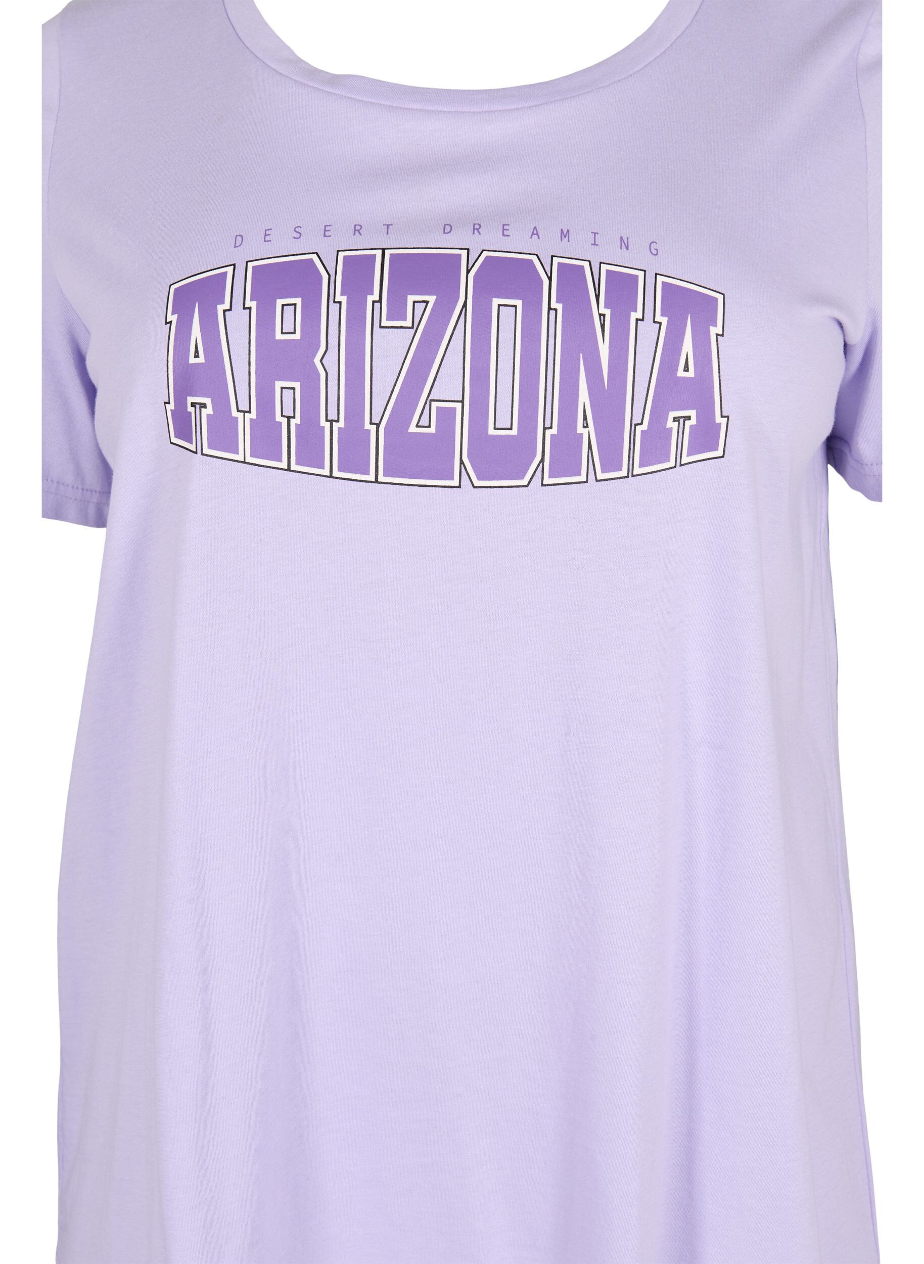 Zizzifashion Cotton t-shirt with print detail, Lavender ARIZONA, Packshot image number 2