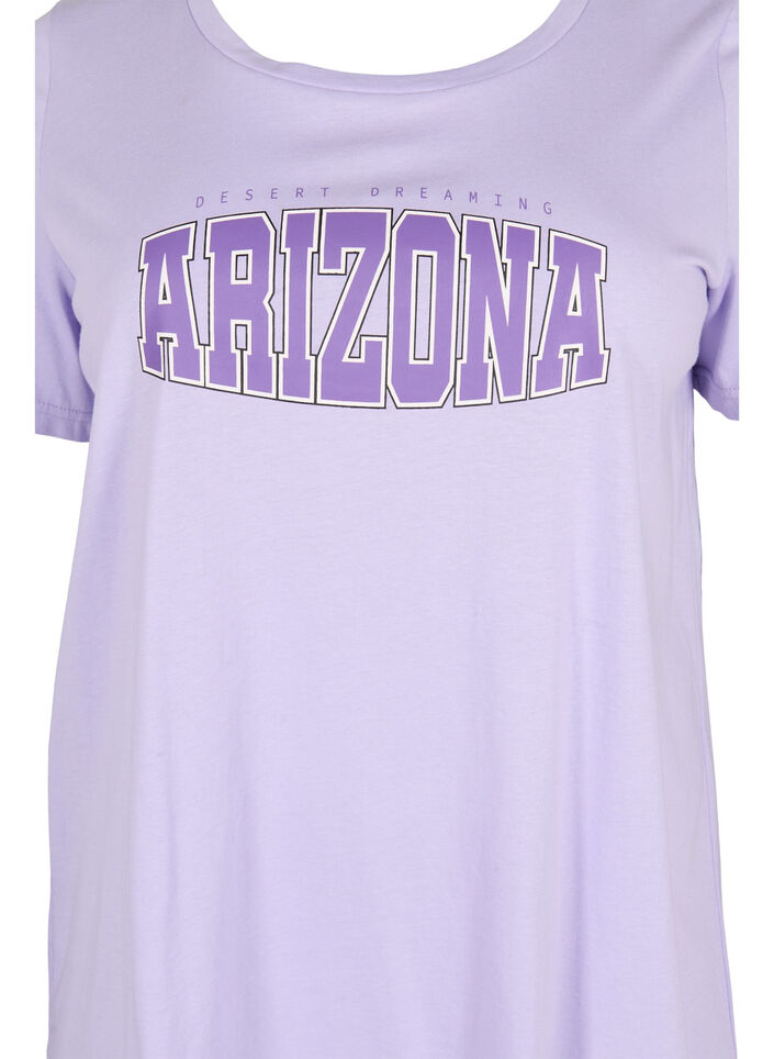 Cotton t-shirt with print detail, Lavender ARIZONA, Packshot image number 2