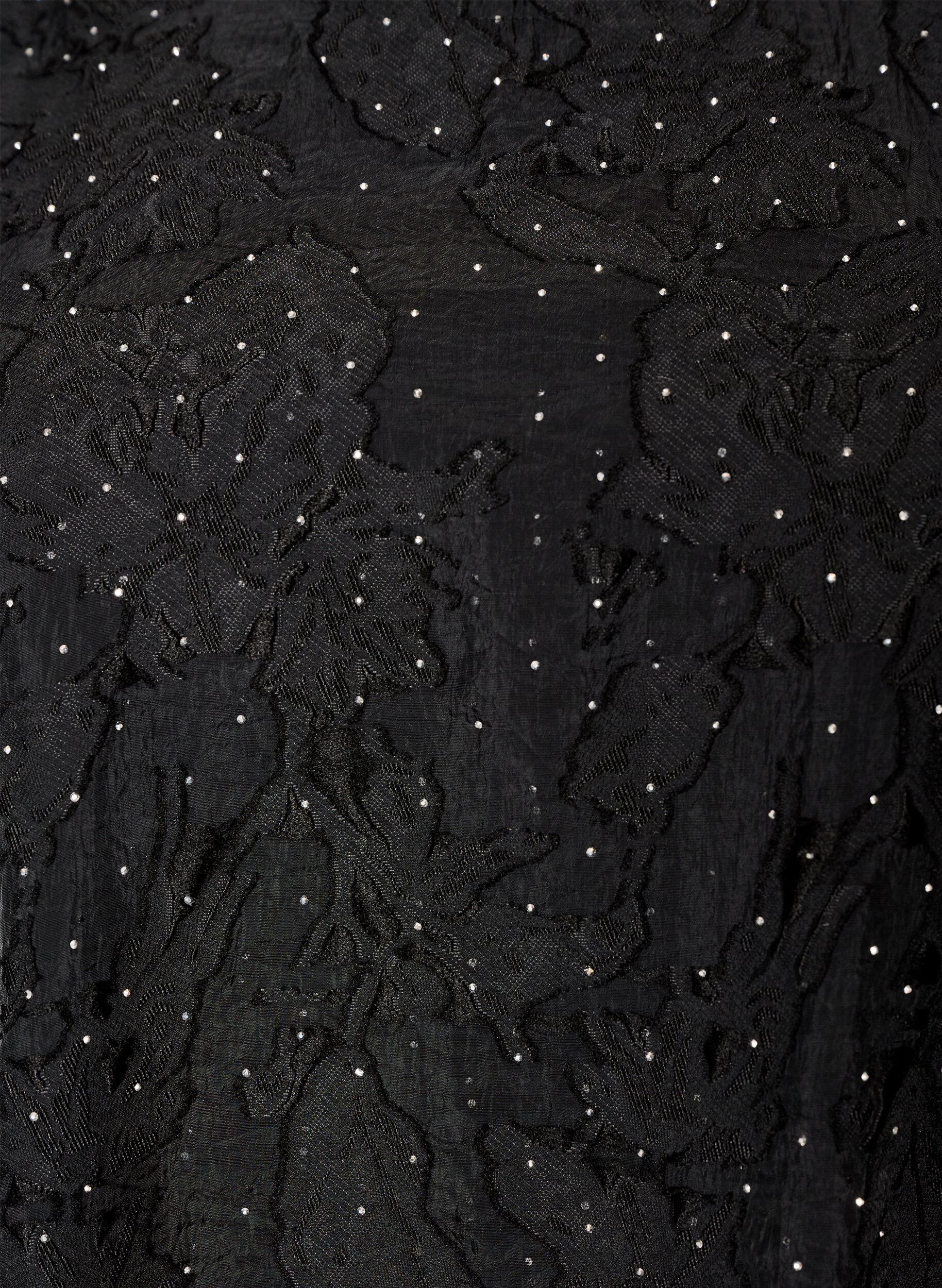 ZizzifashionJacquard blouse with sparkly details and puff sleeves, Black, Packshot image number 2