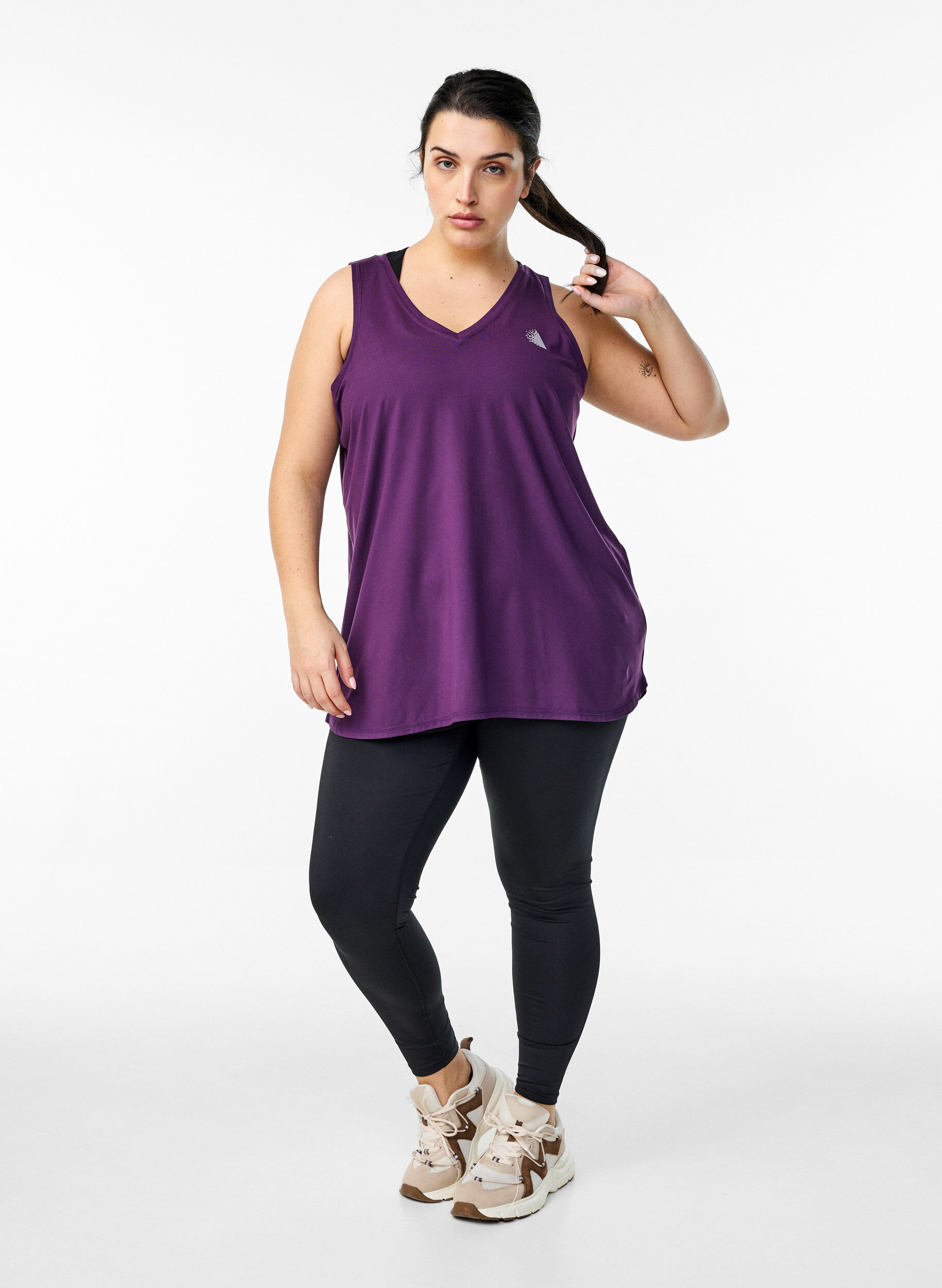 Zizzifashion Workout top with v-neck, Purple, Model image number 1