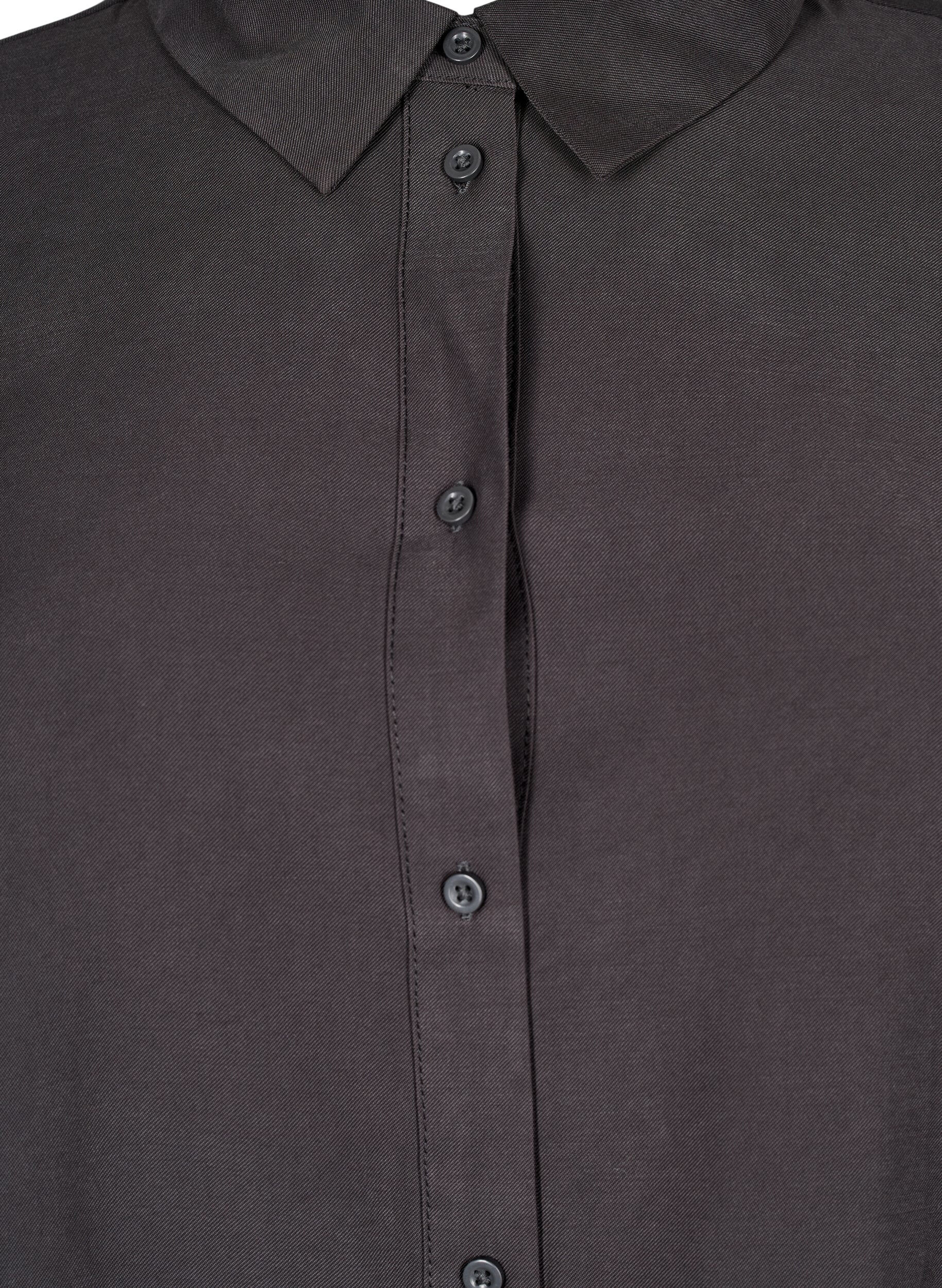 Zizzifashion FLASH - Shirt with collar and roll-up sleeves, Dark Grey, Packshot image number 2