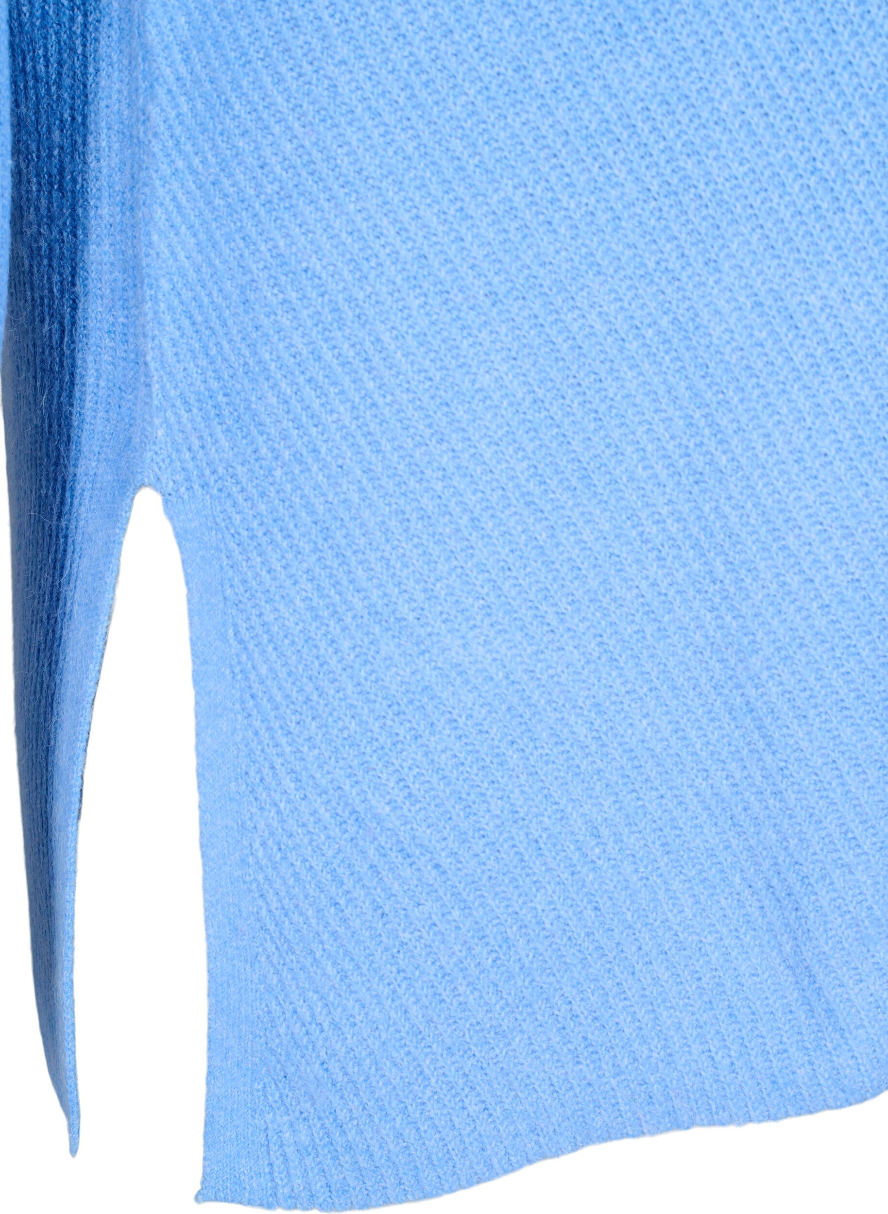 Zizzifashion Knitted blouse with round neck, Della R. Blue Mel., Packshot image number 3