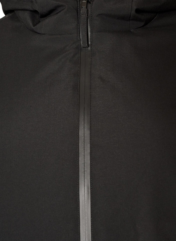 Winter jacket with hood and adjustable waist, Black, Packshot image number 2