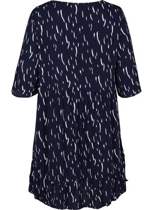 Viscose dress with print and 3/4 length sleeves, Night Sky Rain, Packshot image number 1