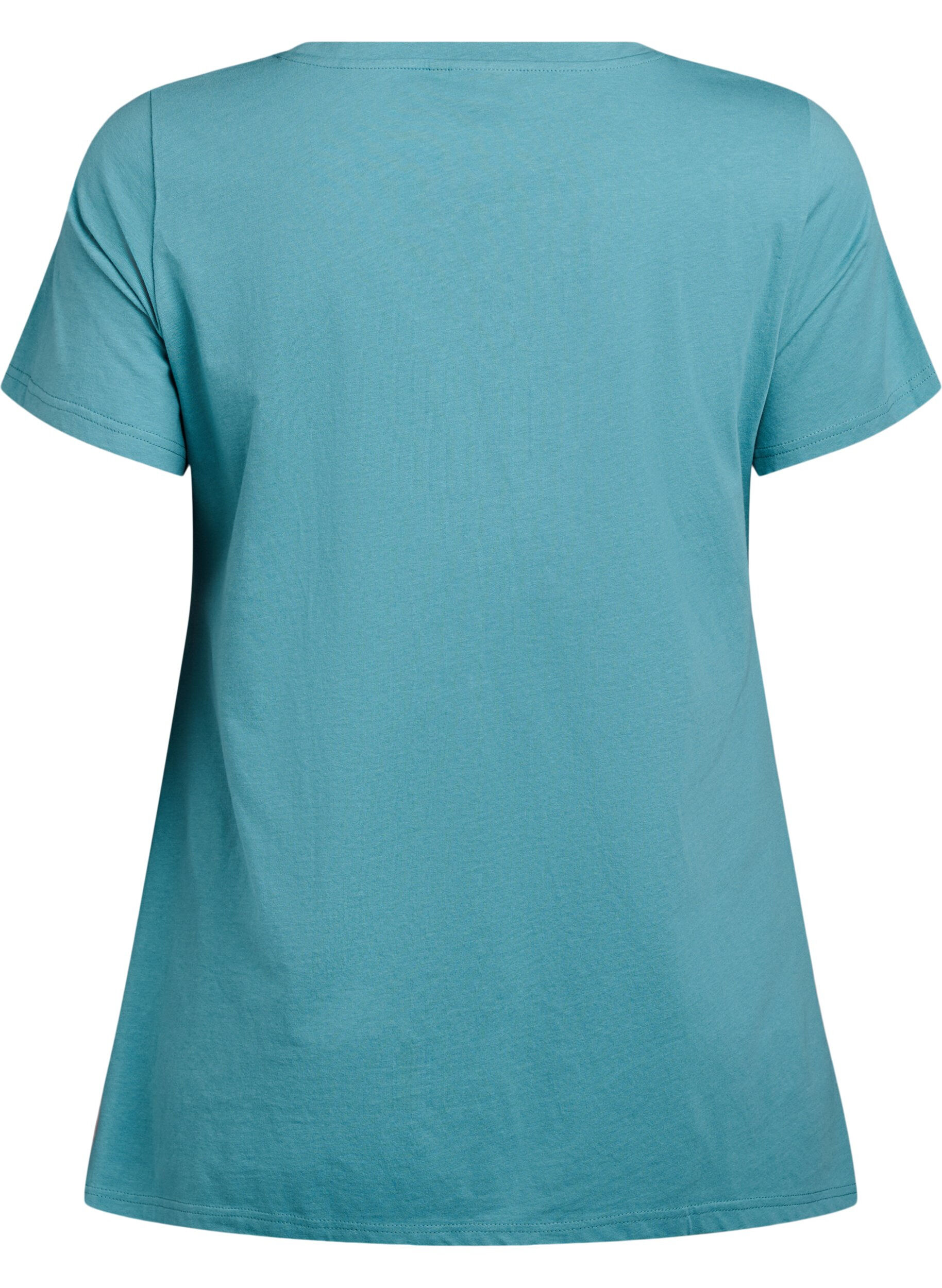 Zizzifashion T-shirt with a round neck and A-line shape, Green, Packshot image number 1