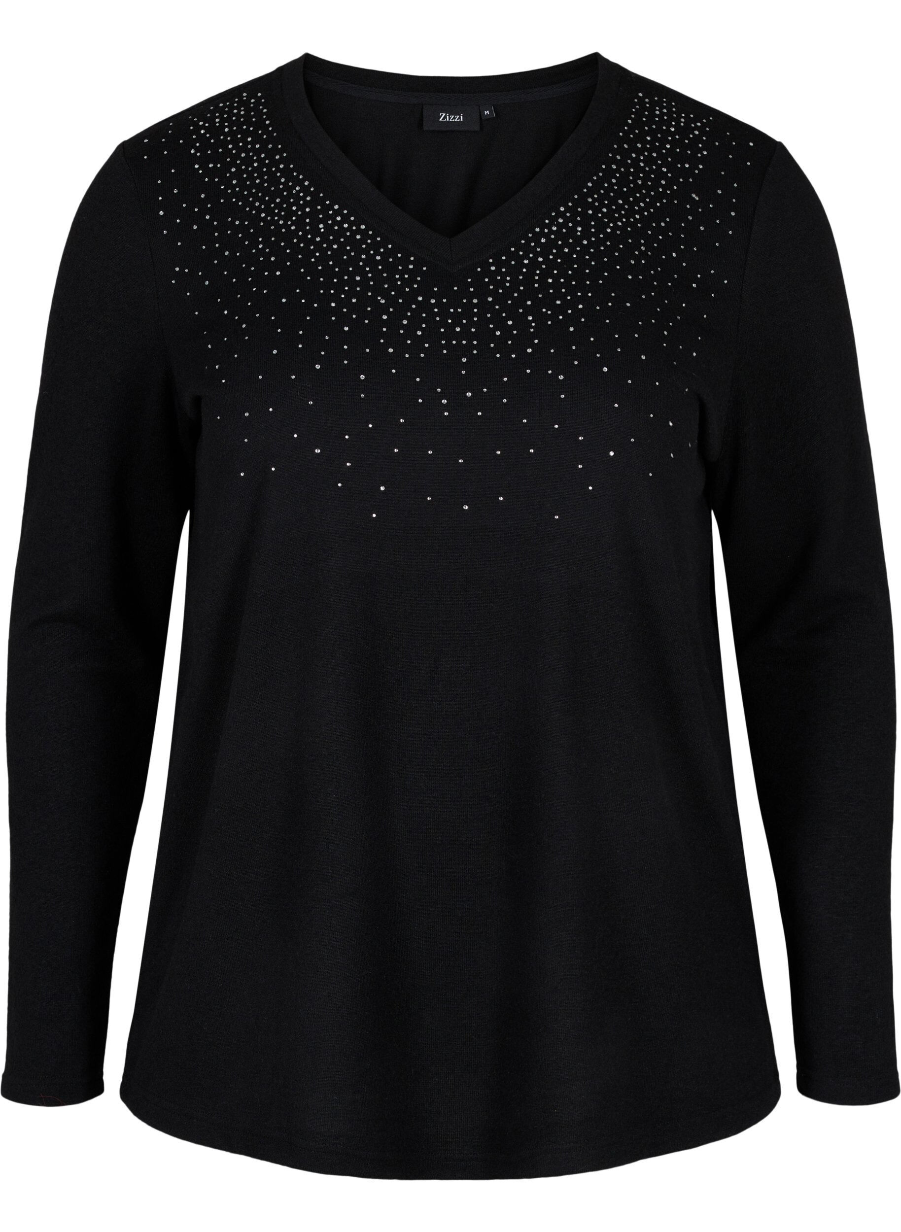 Zizzifashion Top with similiste and long sleeves, Black, Packshot image number 0