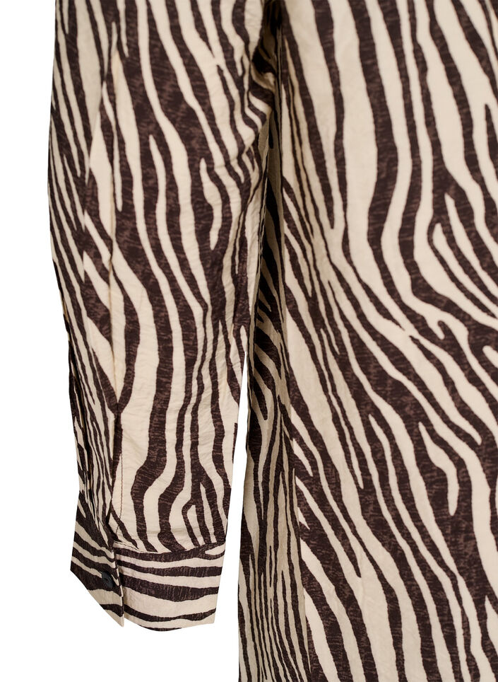 Long zebra print shirt, Brown, Packshot image number 3
