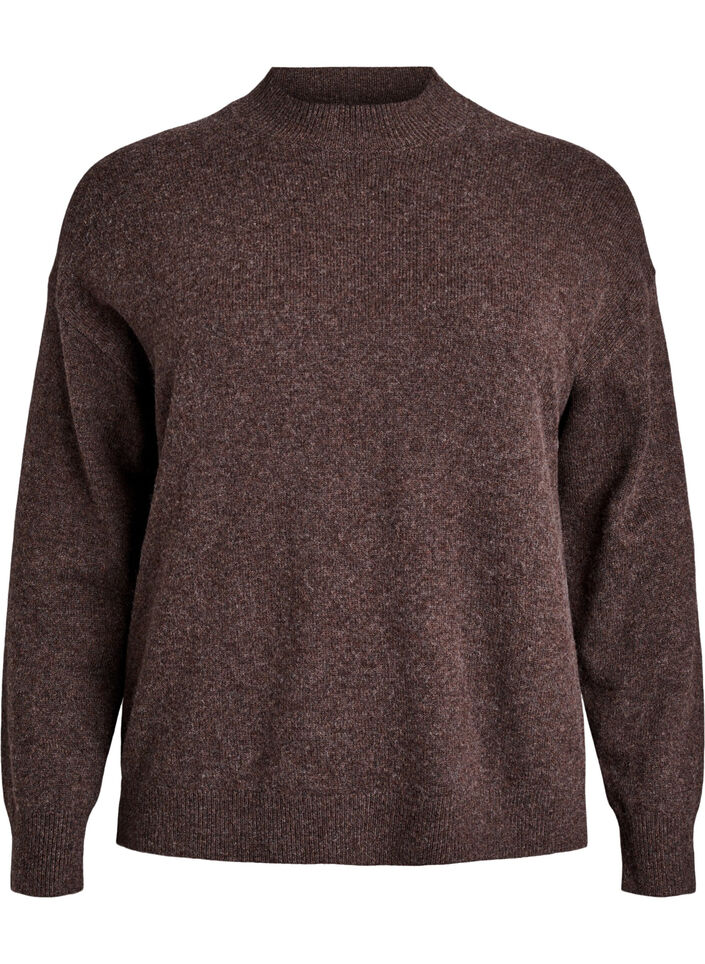 Knitted blouse with organic cotton and merino wool, Brown, Packshot image number 0