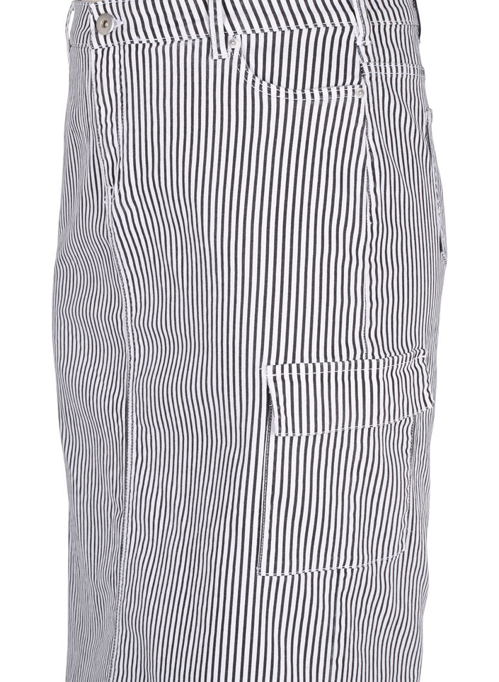 Striped pencil skirt with pockets, Black & White Stripe, Packshot image number 2