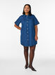 Denim dress with short sleeves and buttons, Blue, Model image number 1