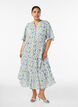 Cotton midi dress with floral print, Blue, Model image number 0