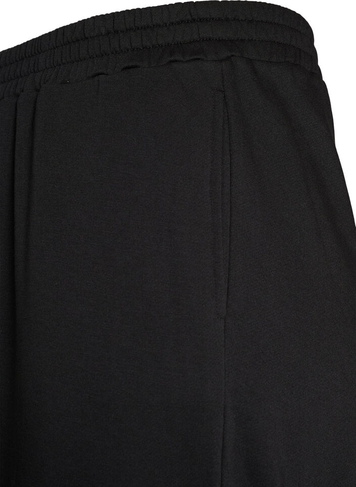 High-waisted sweatpants with wide legs, Black, Packshot image number 2