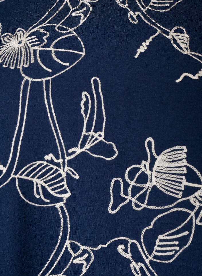 Short-sleeved blouse with embroidered pattern, Blue, Packshot image number 2