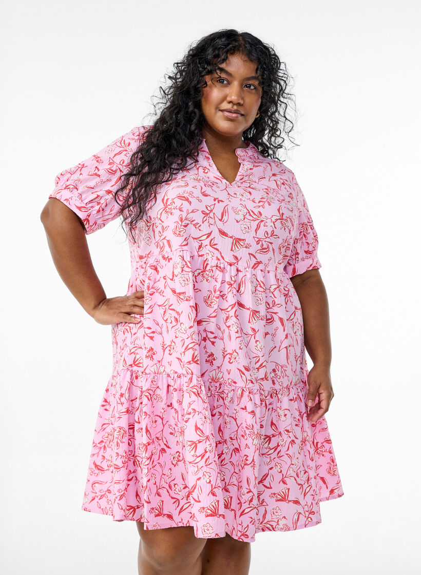Short A-line dress, Purple, Model image number 0