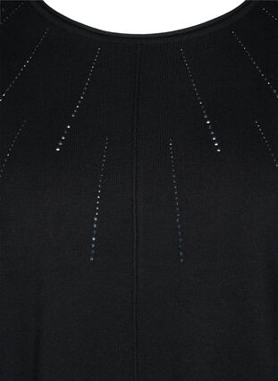 Viscose blend knitted blouse with rhinestones, Black, Packshot image number 2