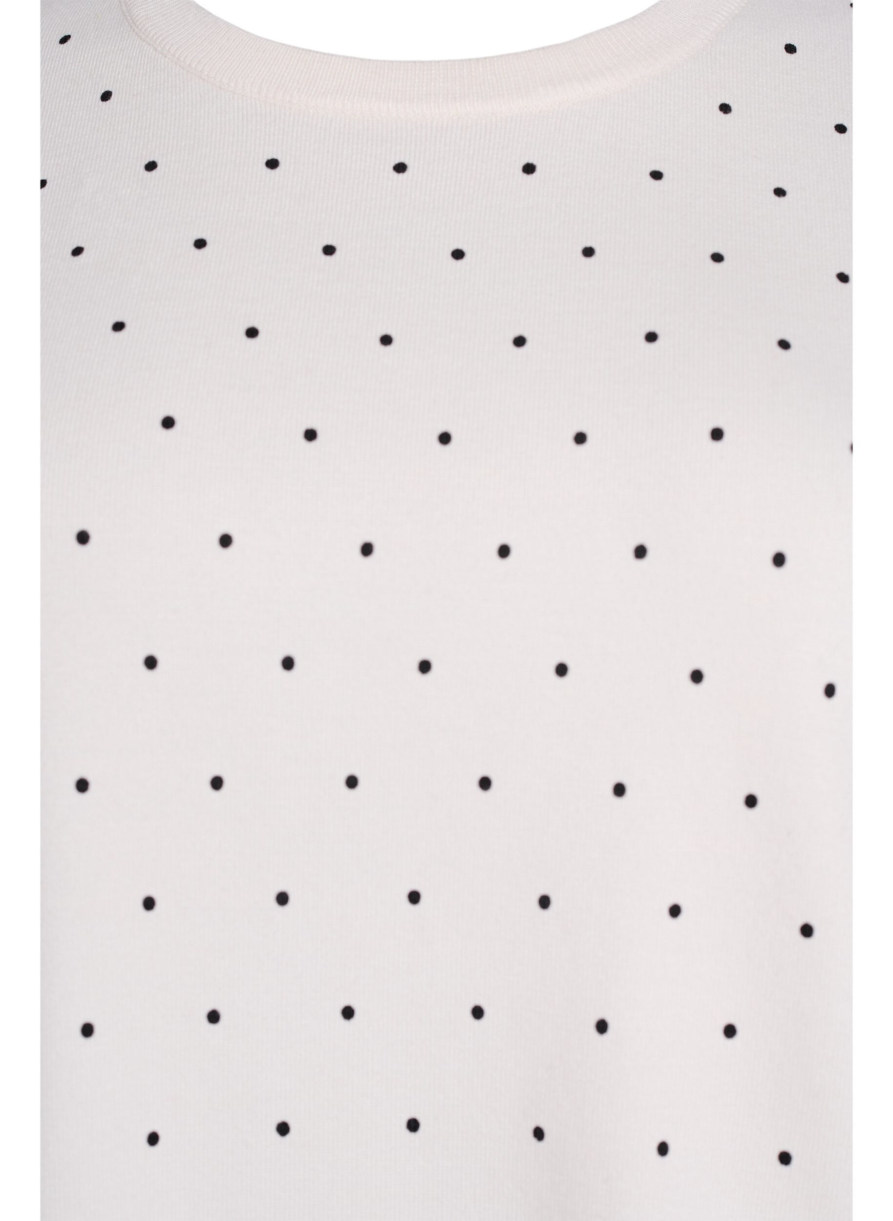 ZizzifashionKnitted top with polka dot pattern and short sleeves, White, Packshot image number 2