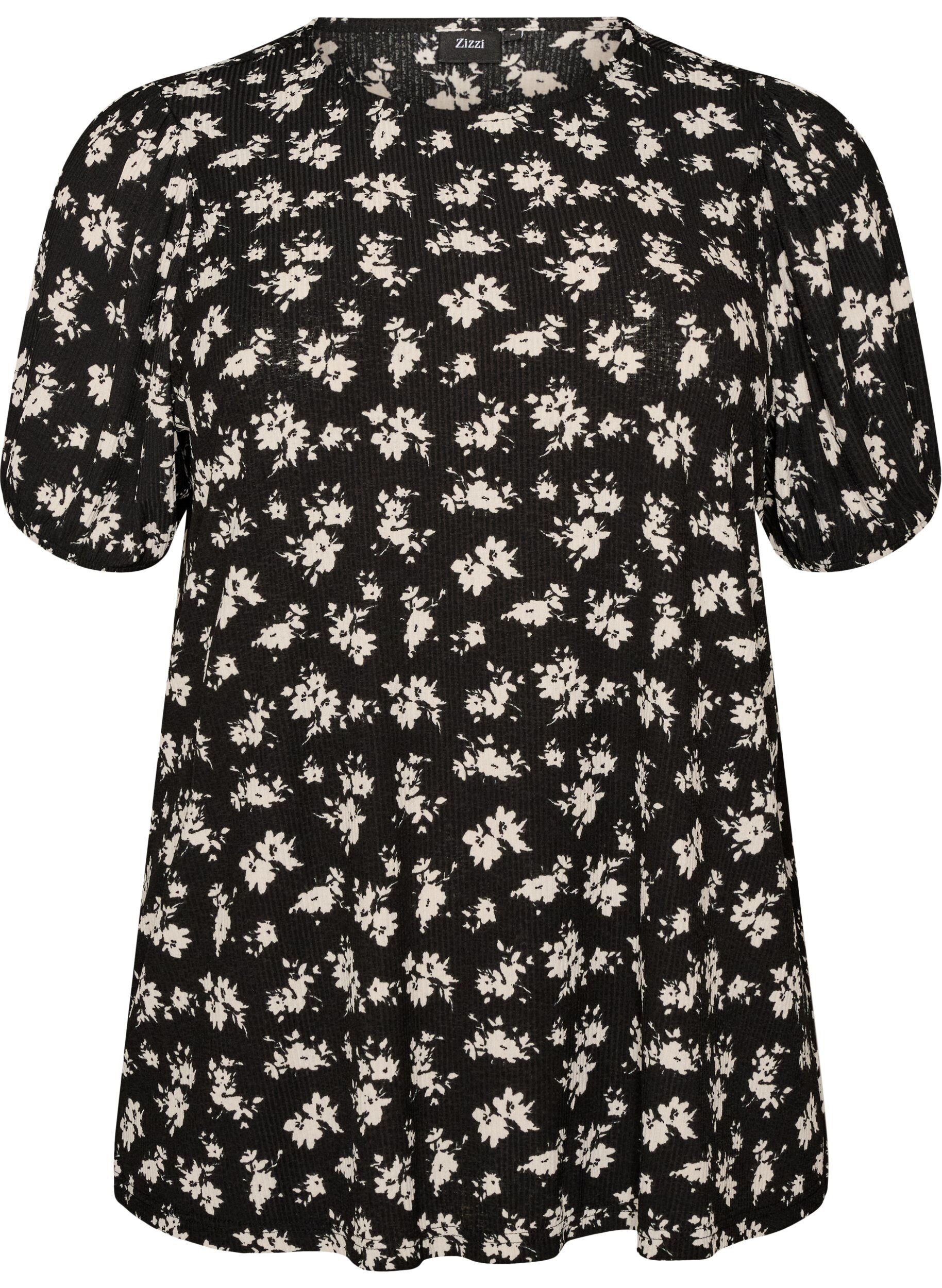 Blouse with long sleeves and floral print