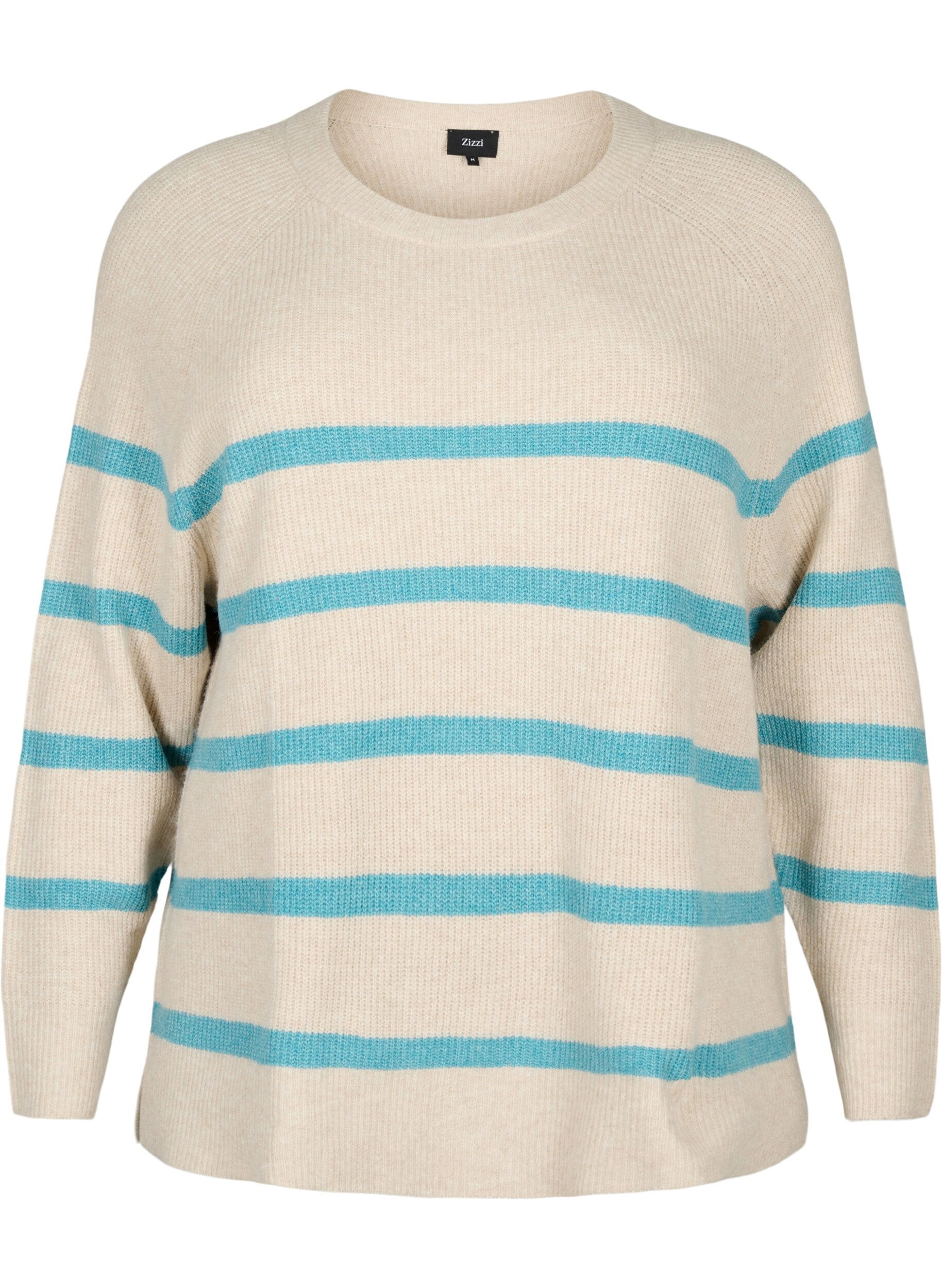 Zizzifashion Rib-knit sweater with stripes, P.Stone/Reef W.Mel., Packshot image number 0