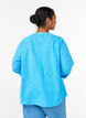 Cotton shirt blouse with V-neck, Blue, Model image number 2