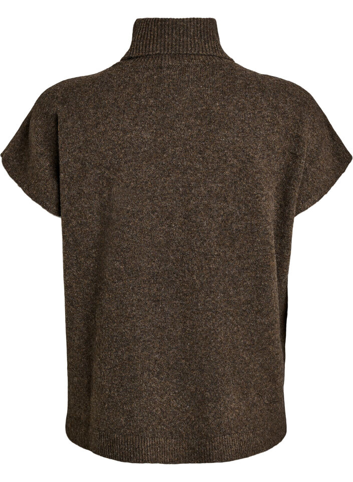 Knitted vest with turtleneck, Brown, Packshot image number 1
