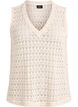Sleeveless blouse with eyelet embroidery and V-neck, Beige, Packshot image number 0