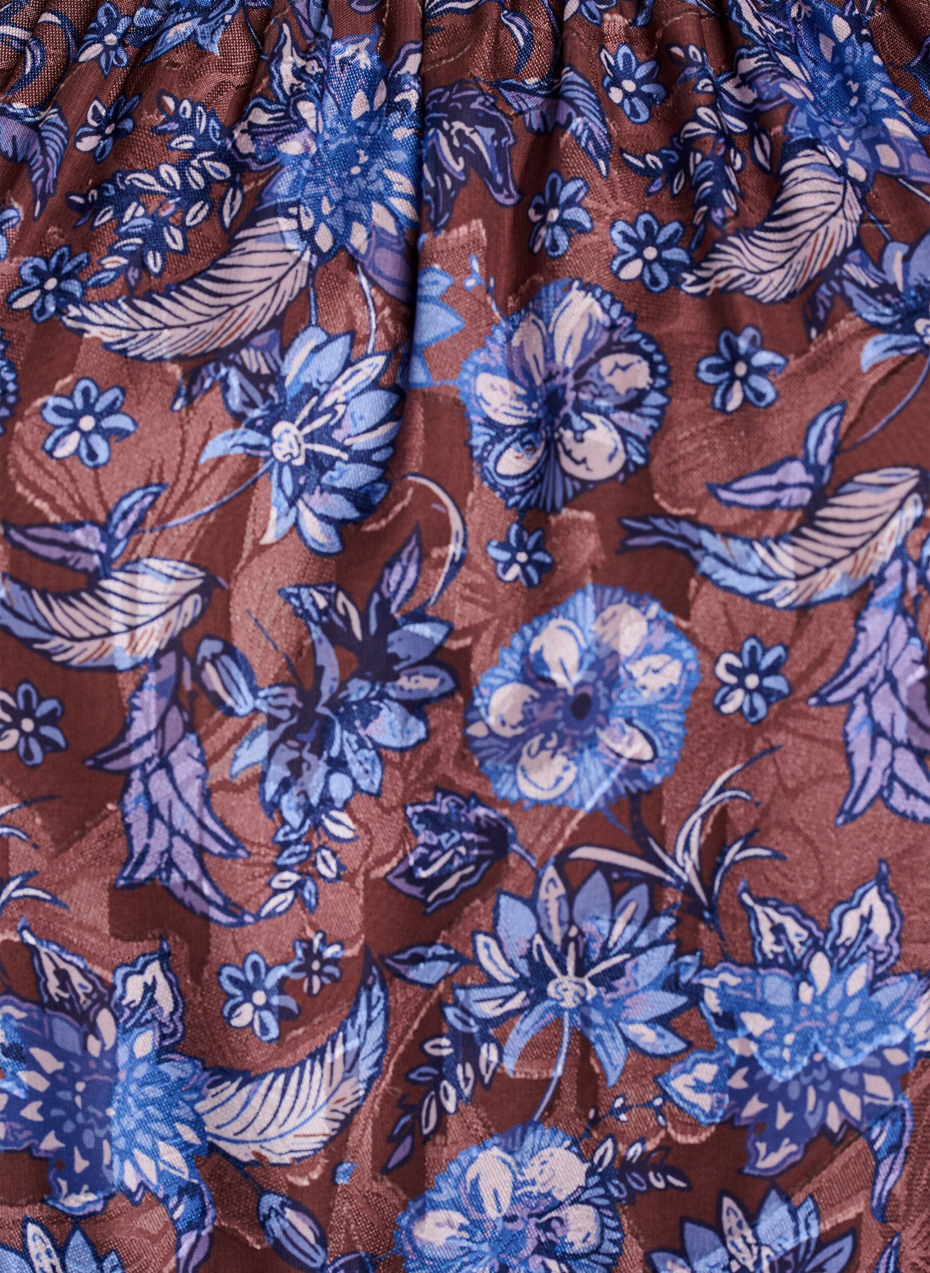ZizzifashionFloral blouse with ruffle sleeves, Brown, Packshot image number 2