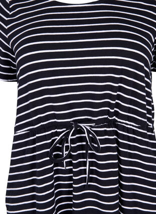 Striped tunic in cotton with short sleeves, Black Stripe, Packshot image number 2