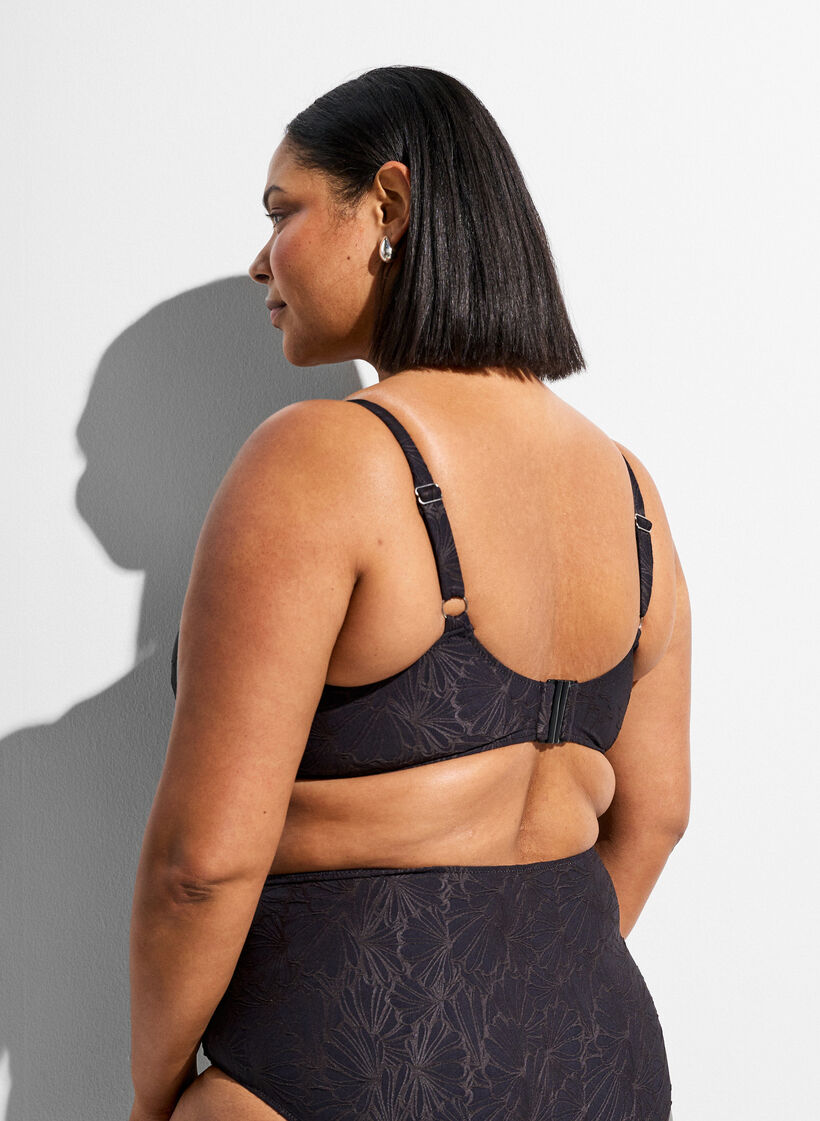 Underwired bikini top with a textured pattern, Dark Grey, Model image number 1