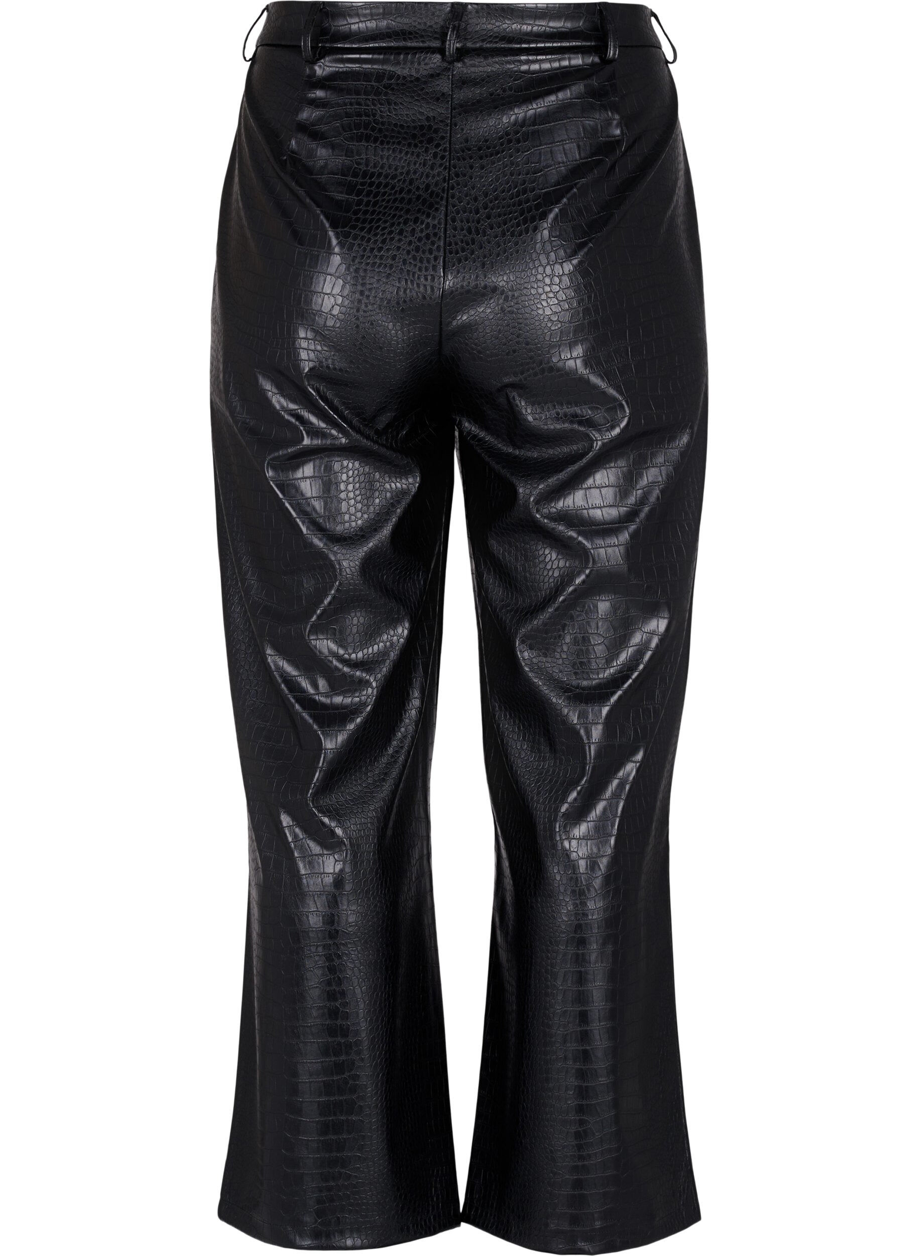 Zizzifashion Imitation leather pants with width, Black, Packshot image number 1