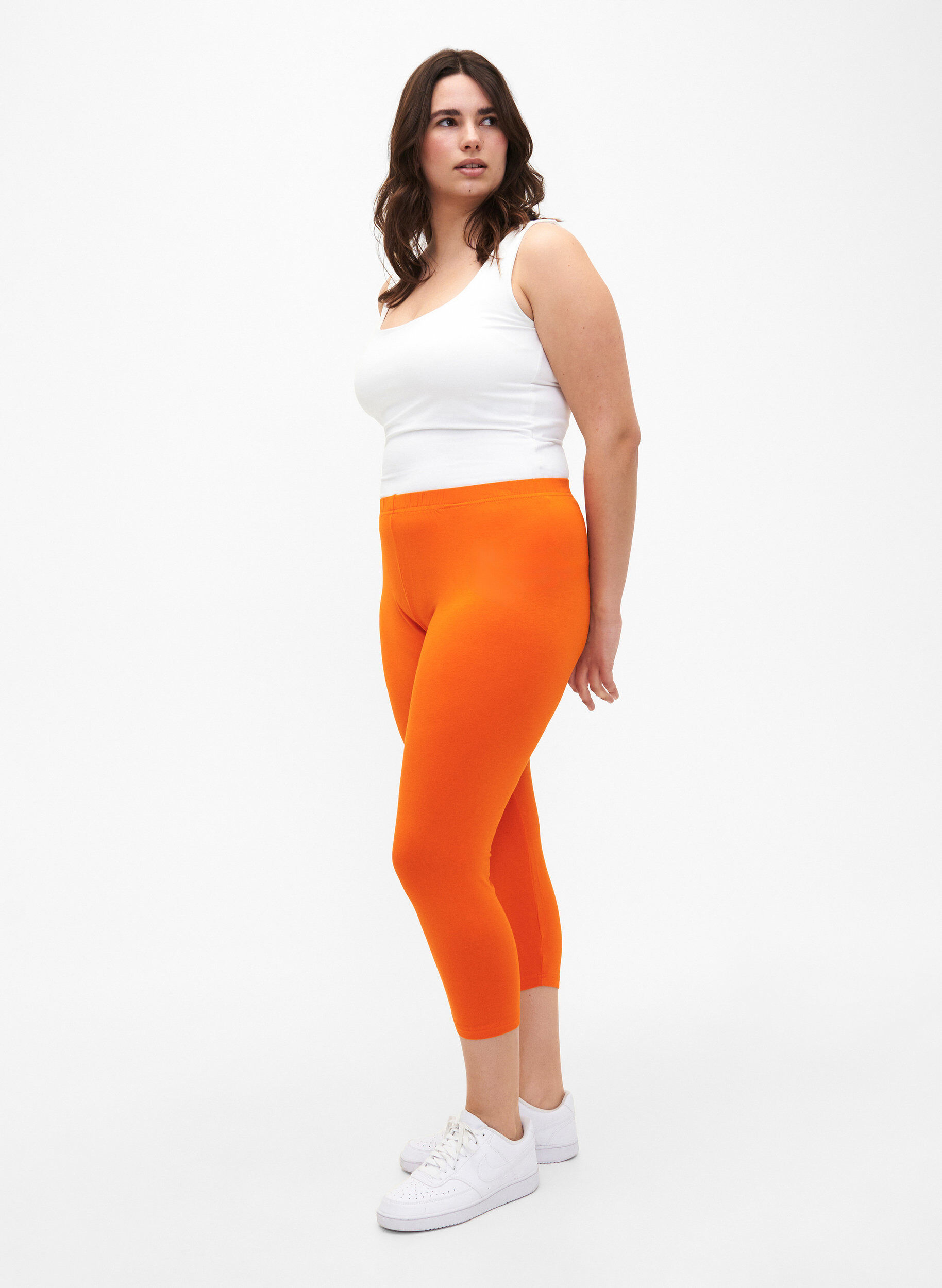 Zizzifashion Basic 3/4 leggings in viscose, Orange, Model image number 1
