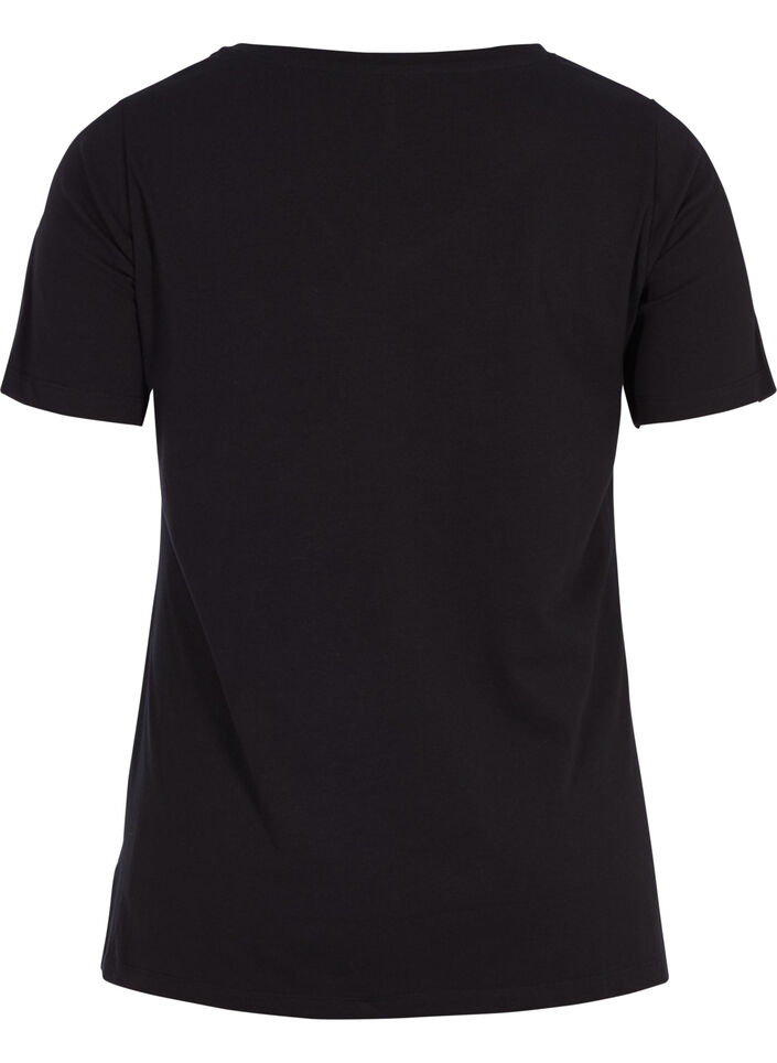 Solid coloured basic t-shirt in cotton, Black, Packshot image number 1
